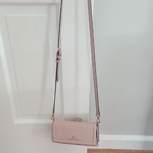 Michael Michael Kors Pink And White Crossbody Bag Wallet